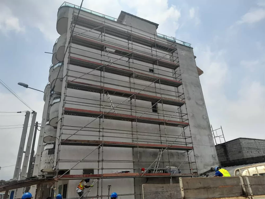 Facade work at Angre