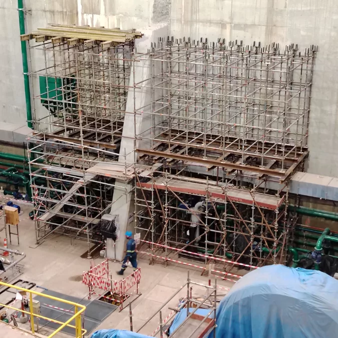 Shoring up for Structural work at Singrobo dam